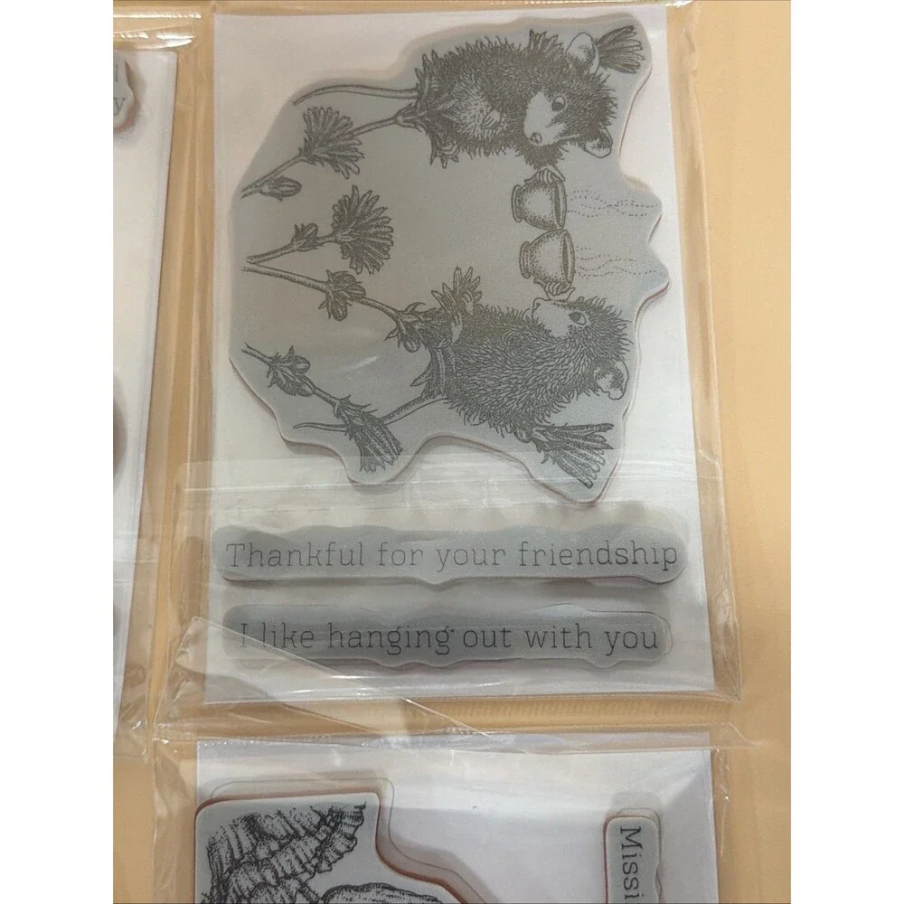 Lot Of 4 House Mouse Cling Rubber Stamps NEW Spellbinders